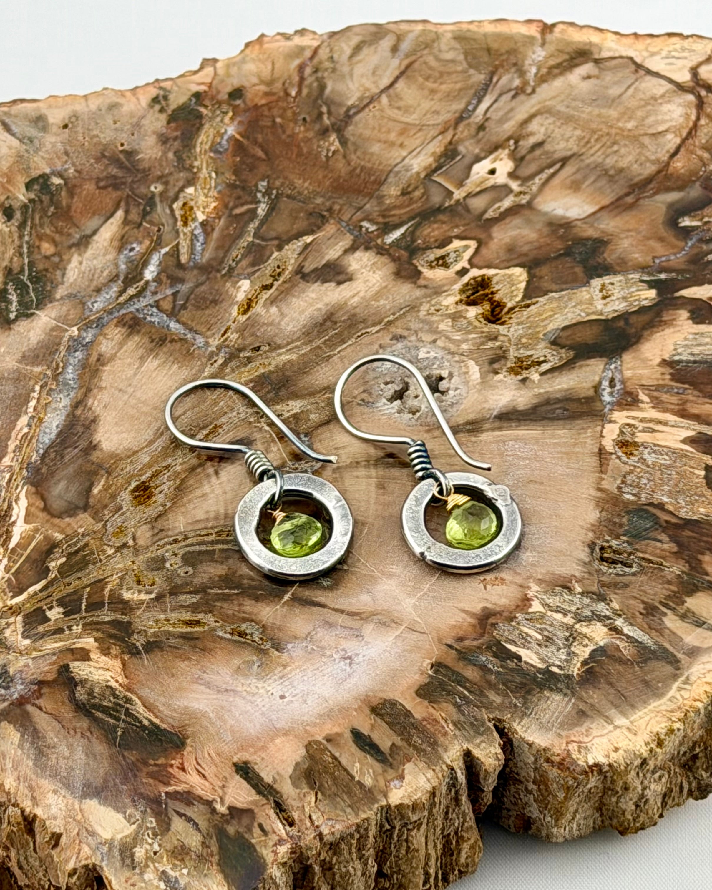Sterling Silver Peridot Circle Drop Earrings